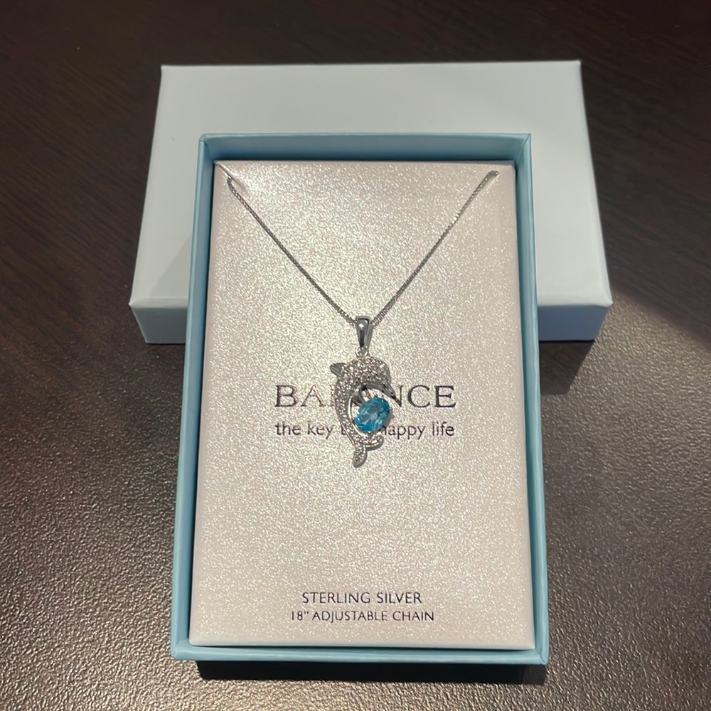 Sterling Silver Dolphin Charm Necklace with 18” Adjustable Chain
